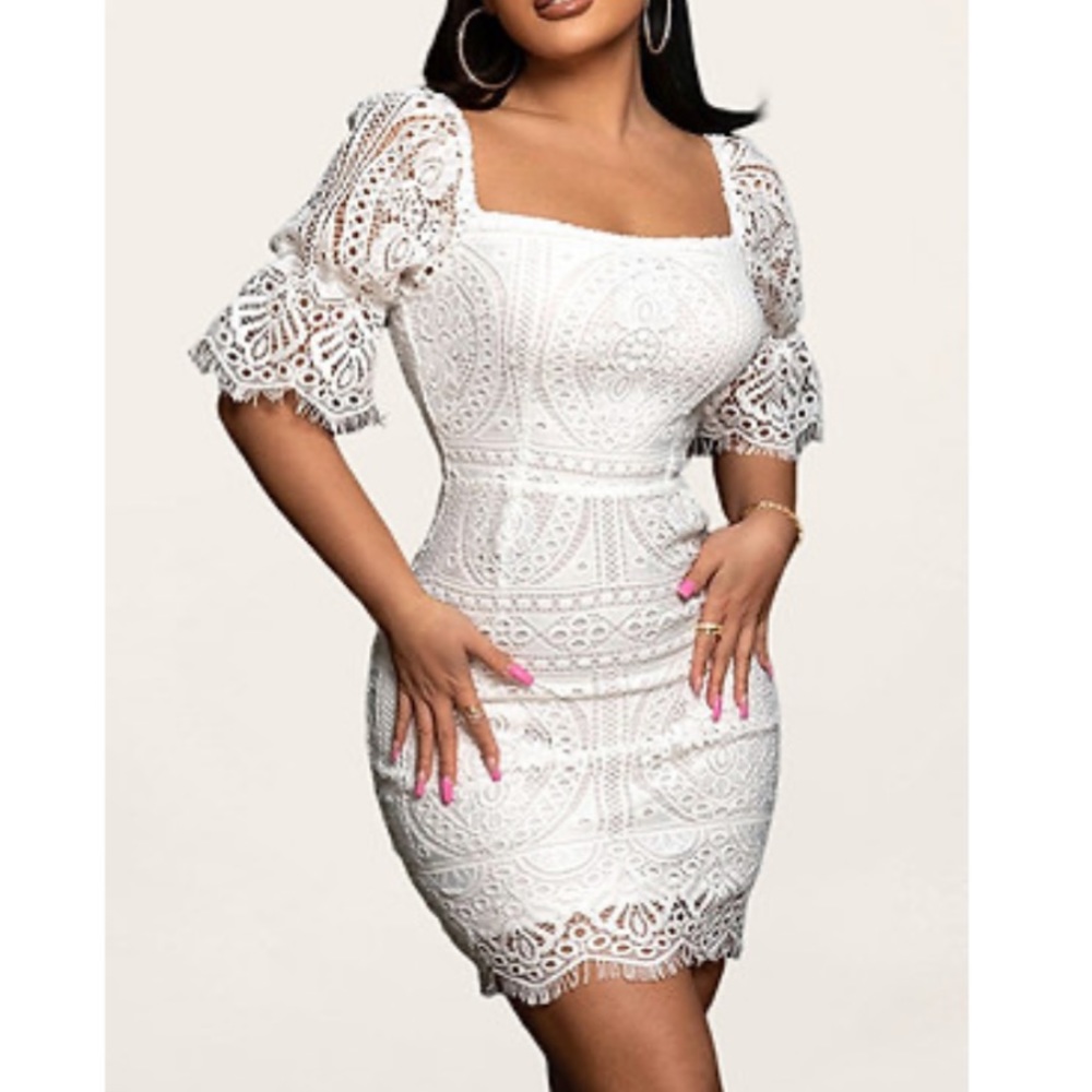 Azazie White Lace Dress